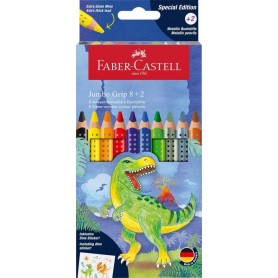 FABER-CASTELL Crayon de couleur triangulaire Jumbo GRIP Dino