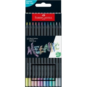 FABER-CASTELL Crayon de couleur Black Edition, tui de 12