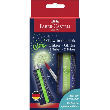 FABER-CASTELL Gel paillettes Glow in the dark, 2 x 12 ml