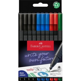 FABER-CASTELL Feutre fin GRIP FINEPEN, tui en carton de 10