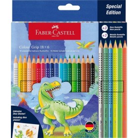 FABER-CASTELL Crayon de couleur Colour GRIP Dino, 18+6