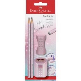 FABER-CASTELL Kit d\'criture GRIP SPARKLE, ros