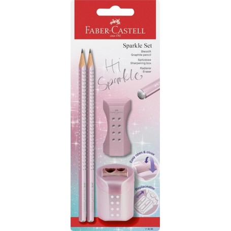 FABER-CASTELL Kit d\'criture GRIP SPARKLE, ros