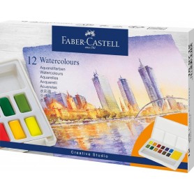 FABER-CASTELL Peinture aquarelle en godets, tui de 12