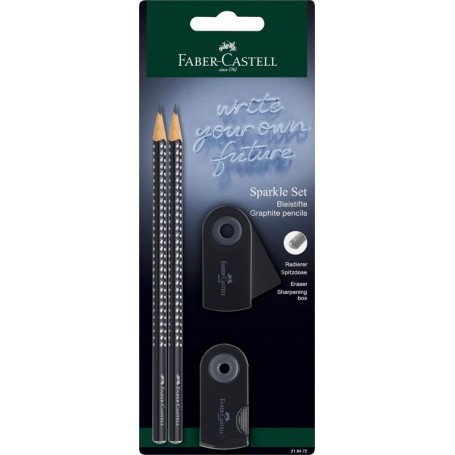 FABER-CASTELL Kit d\'criture GRIP SPARKLE, noir