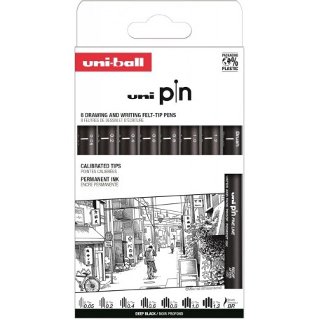 uni-ball Feutre technique PIN ASP011, set de 8