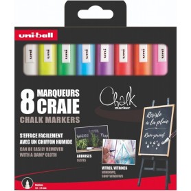 uni-ball Marqueur craie Chalk marker PWE5M/8 PF, tui de 8