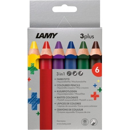 LAMY Crayon de couleur 3-en-1 3plus, tui carton de 6