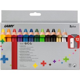 LAMY Crayon de couleur 3-en-1 3plus, tui carton de 12