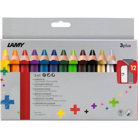 LAMY Crayon de couleur 3-en-1 3plus, tui carton de 12
