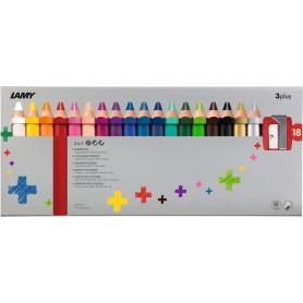 LAMY Crayon de couleur 3-en-1 3plus, tui carton de 18