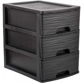 EDA Module de classement STONE, A4, 3 tiroirs, PP, noir