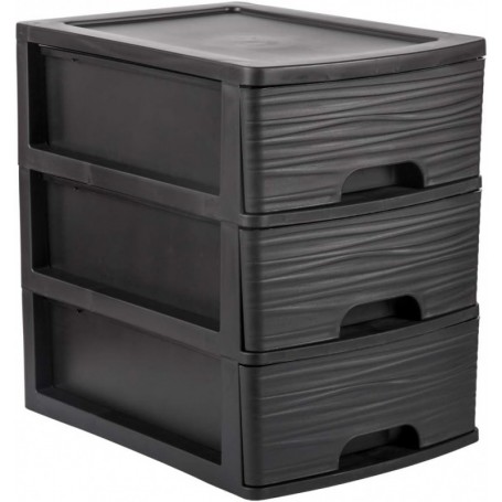 EDA Module de classement STONE, A4, 3 tiroirs, PP, noir