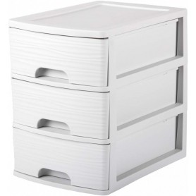 EDA Module de classement STONE, A4, 3 tiroirs, PP, blanc