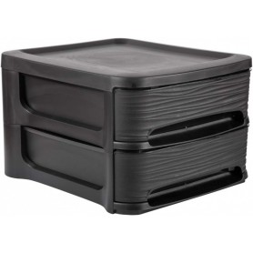 EDA Module de classement STONE, 2 tiroirs, PP, noir