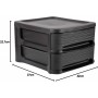 EDA Module de classement STONE, 2 tiroirs, PP, noir