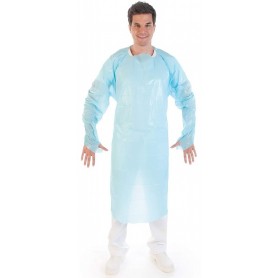 HYGOSTAR Blouse d\'examen CPE avec trou pour le pouce, bleu
