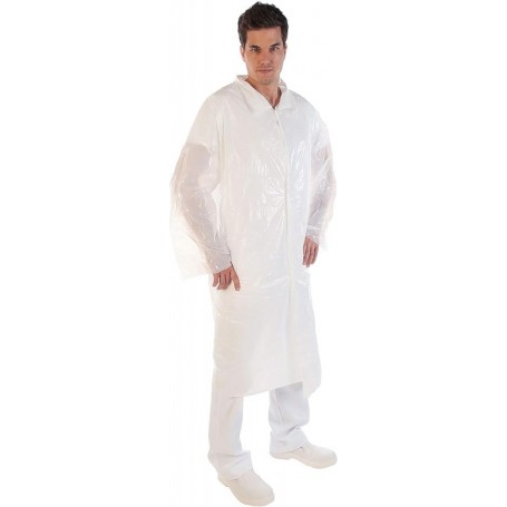 HYGOSTAR Blouse visiteur avec boutons pression, blanc