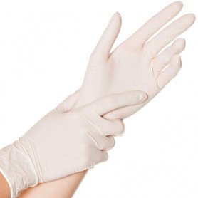 HYGOSTAR Gant latex SKIN, S, poudr, blanc