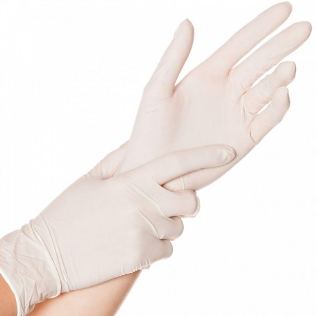HYGOSTAR Gant latex SKIN, S, poudr, blanc