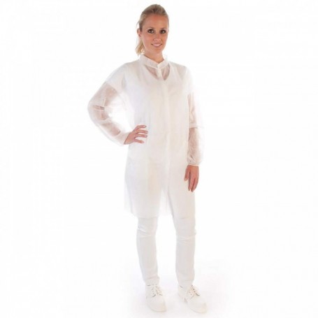 HYGONORM Blouse visiteur Light avec boutons pression, blanc,