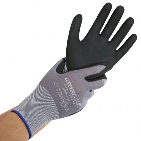 HYGOSTAR Gant de travail Ergo Flex, S, gris/noir
