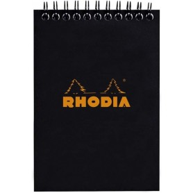 RHODIA Bloc spiral No. 13, format A6, quadrill 5x5, noir