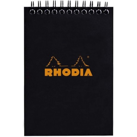 RHODIA Bloc spiral No. 13, format A6, quadrill 5x5, noir