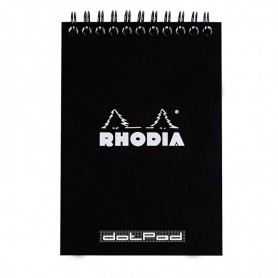 RHODIA Bloc spiral No. 13, format A6, pointill dot, noir
