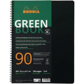 RHODIA Cahier spirale GREENBOOK, A4+, quadrill, noir