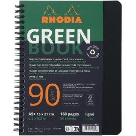 RHODIA Cahier spirale GREENBOOK, A5+, lign, noir