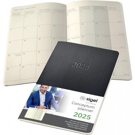 sigel Agenda de poche Conceptum 2025, env. A5, noir