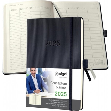 sigel Agenda planning Conceptum 2025, env. A5, noir