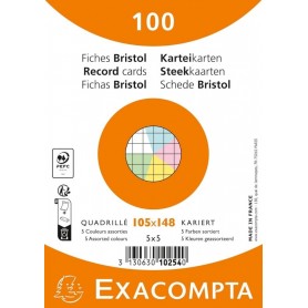 EXACOMPTA Fiches bristol, A6, quadrill, assorti