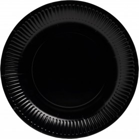 PROnappe Assiette en carton, rond, 230 mm, noir