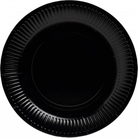 PROnappe Assiette en carton, rond, 230 mm, noir