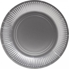 PROnappe Assiette en carton, rond, 230 mm, argent