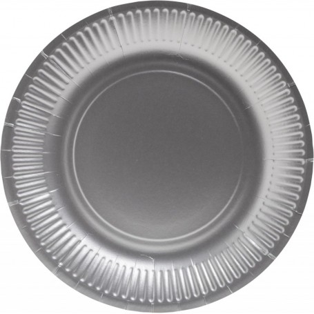 PROnappe Assiette en carton, rond, 230 mm, argent