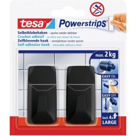 tesa Powerstrips Crochet adhsif LARGE rectangulaire, noir