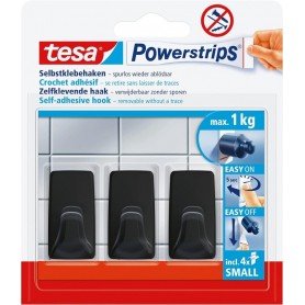 tesa Powerstrips Crochet adhsif SMALL rectangulaire, noir