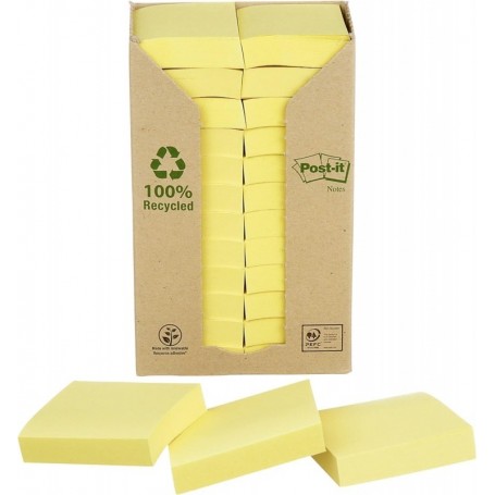 Post-it Bloc-note adhsif Recycling, 38 x 51 mm, jaune