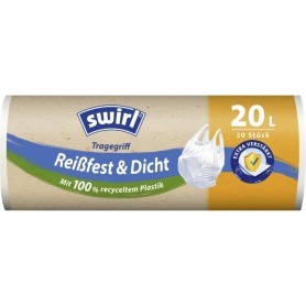 swirl Sac poubelle, avec poigne, 20 litres, blanc