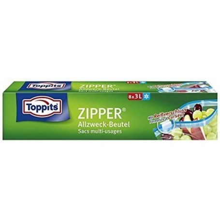 TOPPITS Sachet multi-usage avec zip, 8 x 3 litres