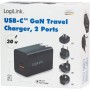 LogiLink Adaptateur de voyage USB, USB A & USB C, GaN