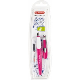 herlitz Stylo plume my.pen, largeur de plume: L, rose/blanc