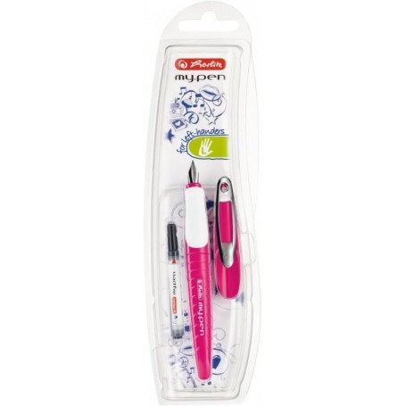 herlitz Stylo plume my.pen, largeur de plume: L, rose/blanc