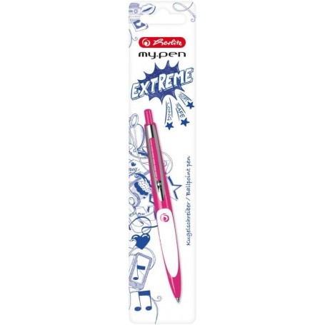 herlitz Stylo bille rtractable my.pen, rose/blanc