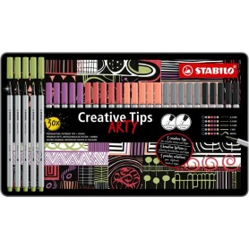 STABILO Kit Creative Tips ARTY PASTELL, tui mtal de 30