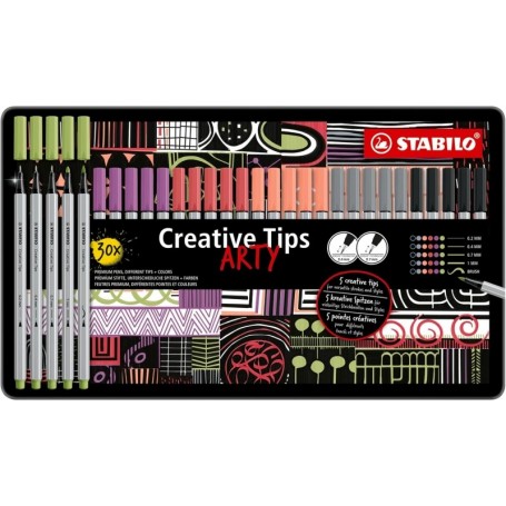 STABILO Kit Creative Tips ARTY PASTELL, tui mtal de 30
