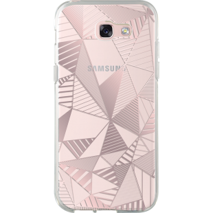 Coque semi-rigide transparente triangles rose doré pour Samsung Galaxy A5 2017